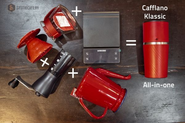Cafflano Klassic là bộ dụng cụ pha cà phê thủ công tích hợp 4 trong 1