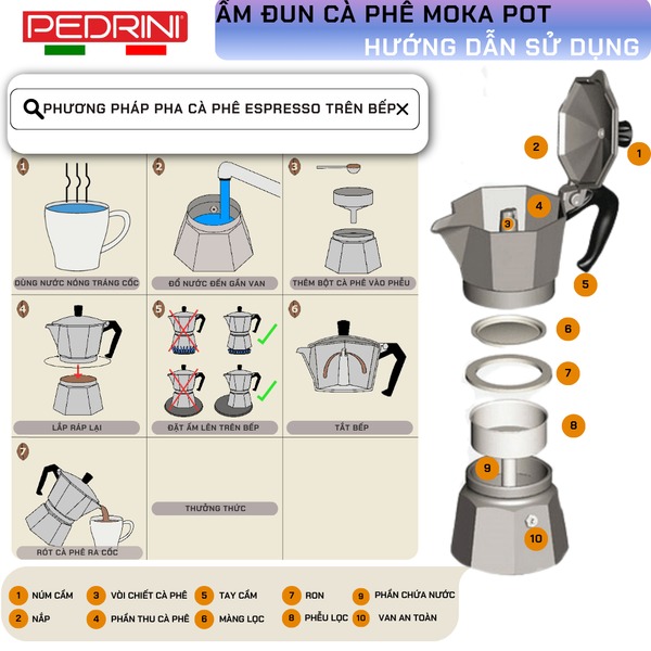 Hướng dẫn sử dụng ấm pha cà phê Moka Pot